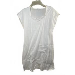 Hanro Women's Light Pink 100%Cotton Lace Trim Nightgown Sleepwear Medium